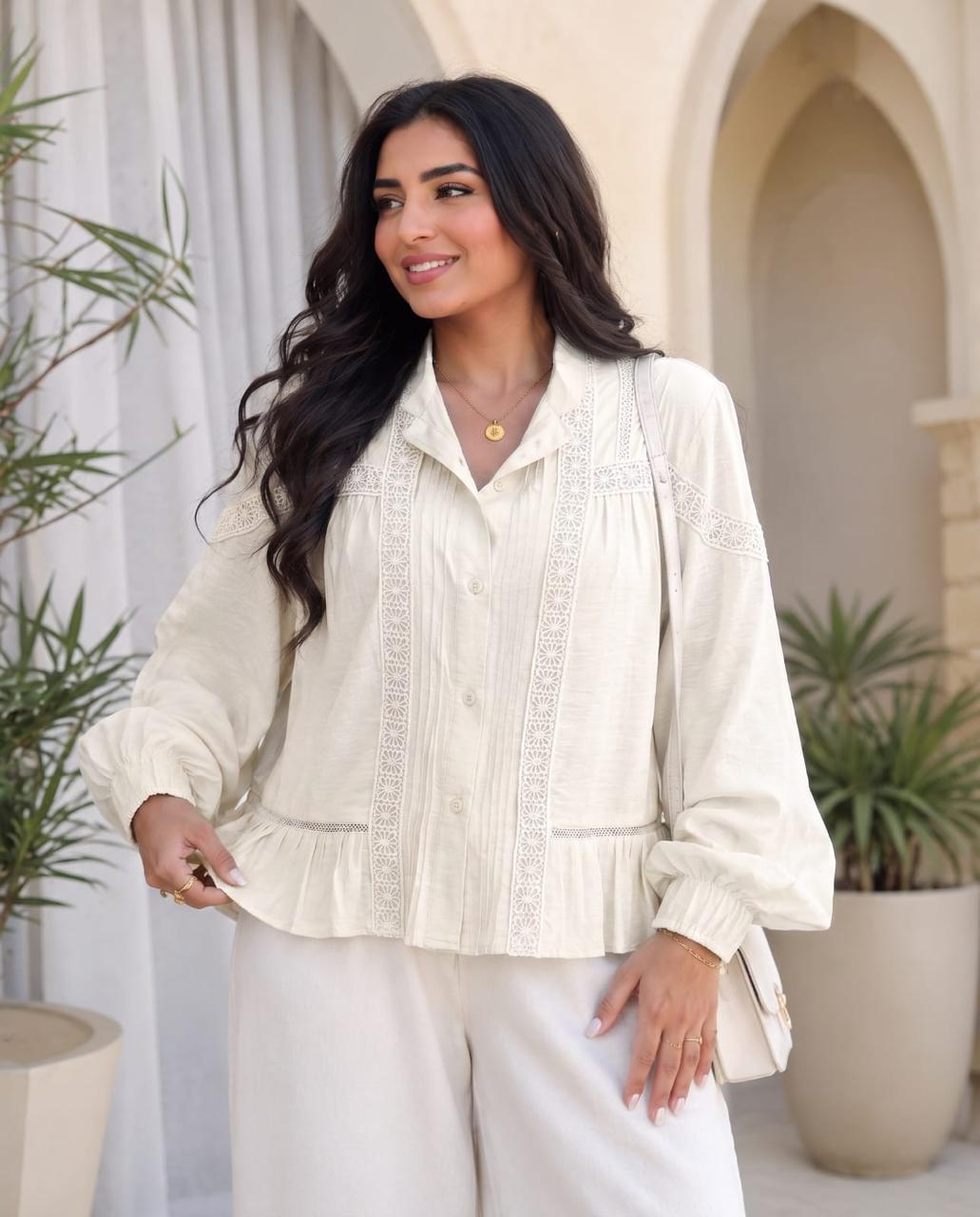 Lace Trim Peplum Blouse