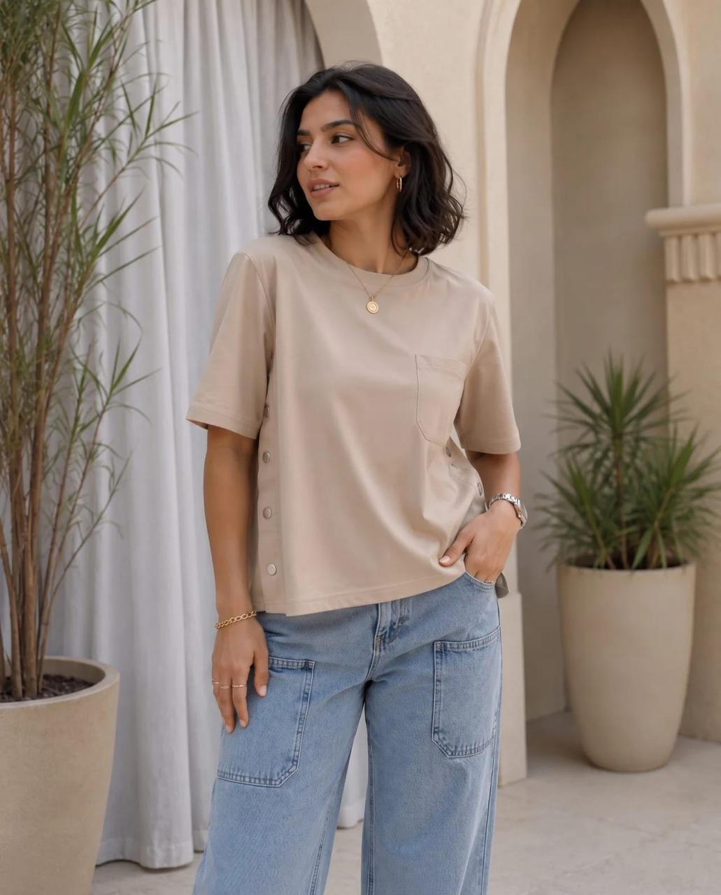 Side-Button Pocket T-Shirt
