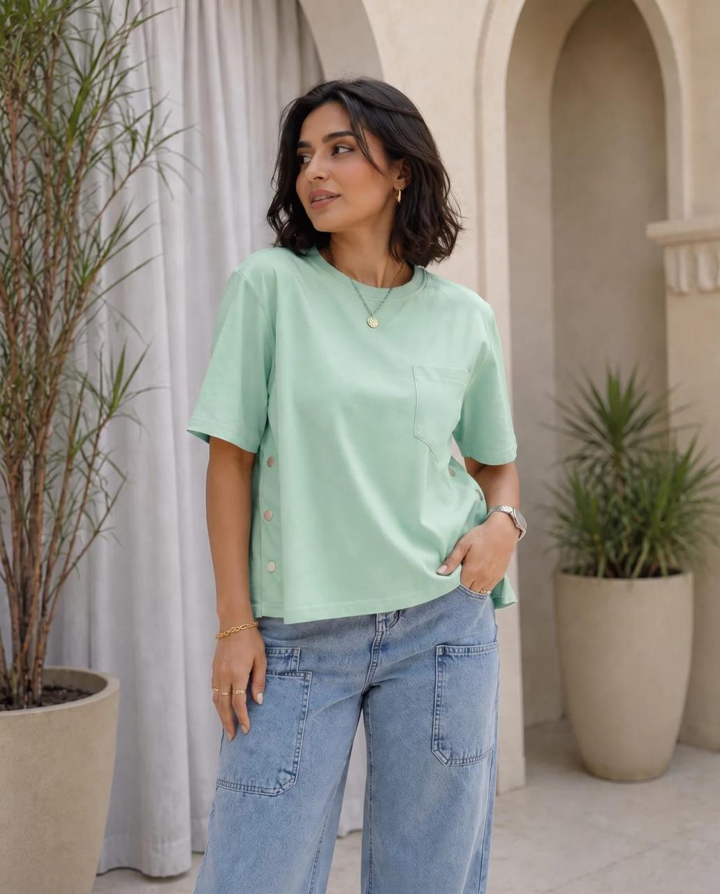 Side-Button Pocket T-Shirt