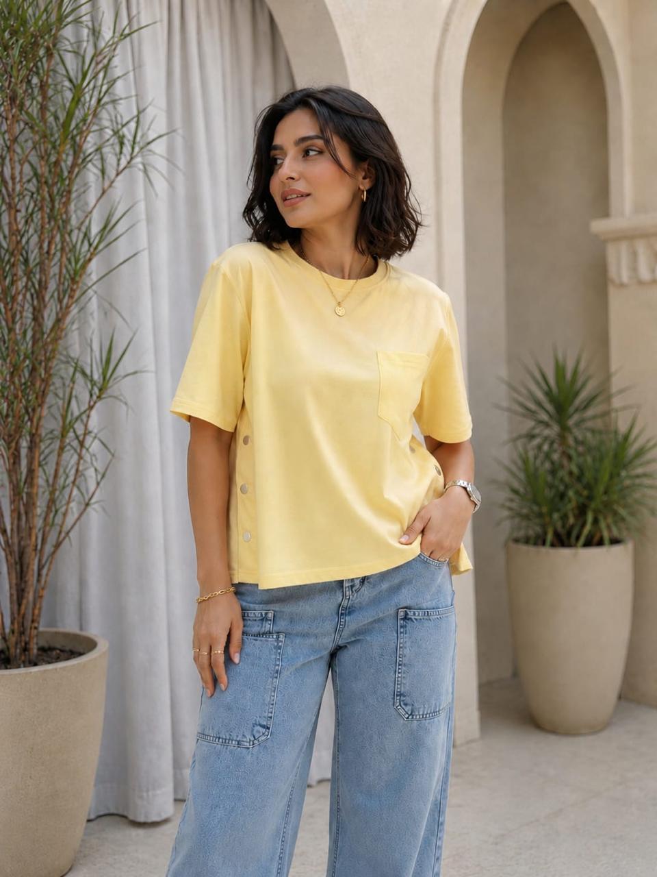 Side-Button Pocket T-Shirt