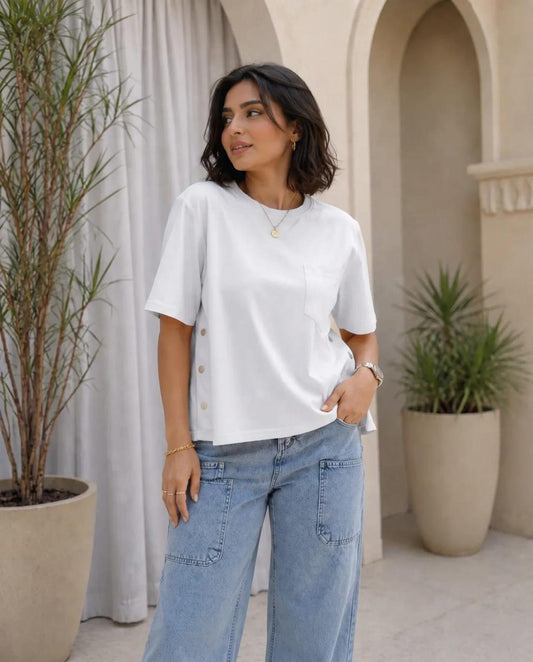 Side-Button Pocket T-Shirt