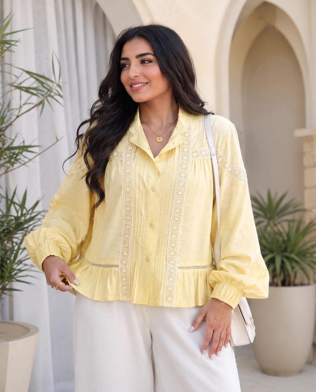 Lace Trim Peplum Blouse